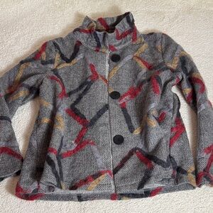 Trisha Tyler Geometric Textured Button Down Sweater